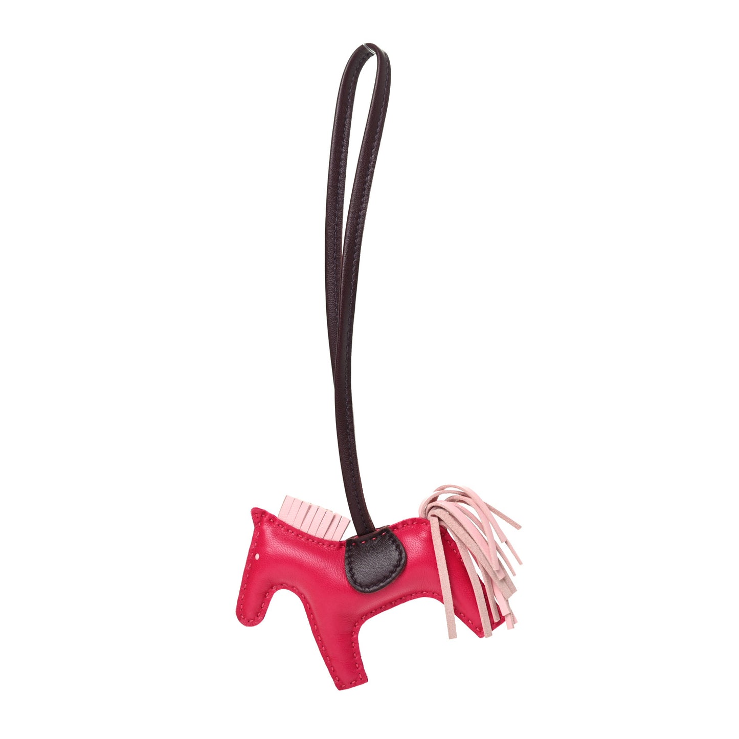 Milo Lambskin Grigri Rodeo Horse Bag Charm PM Rose Sakura Framboise Rouge Sellier