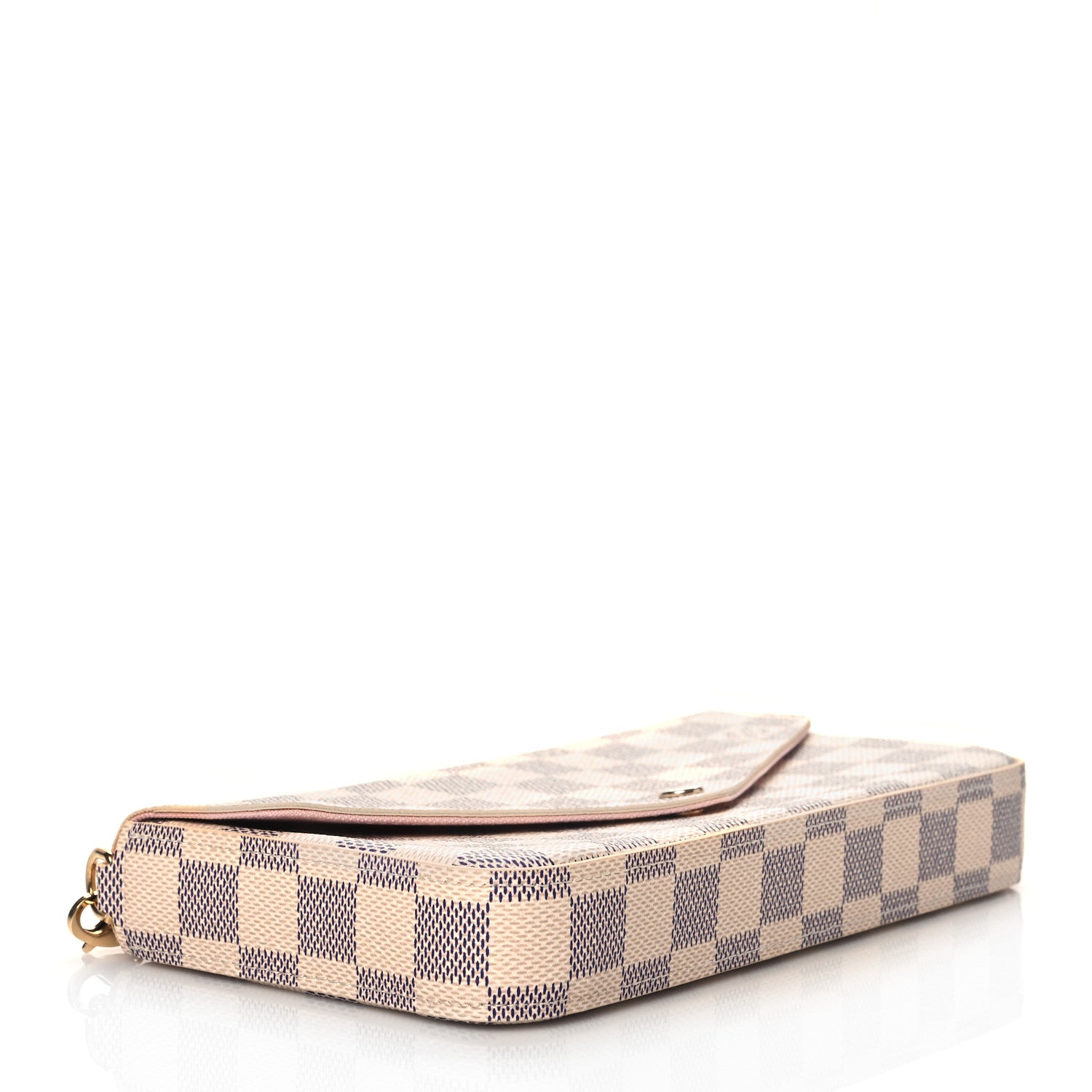 Louis Vuitton Damier Azur Pochette Felicie Chain Wallet Rose Ballerine 4 of 9
