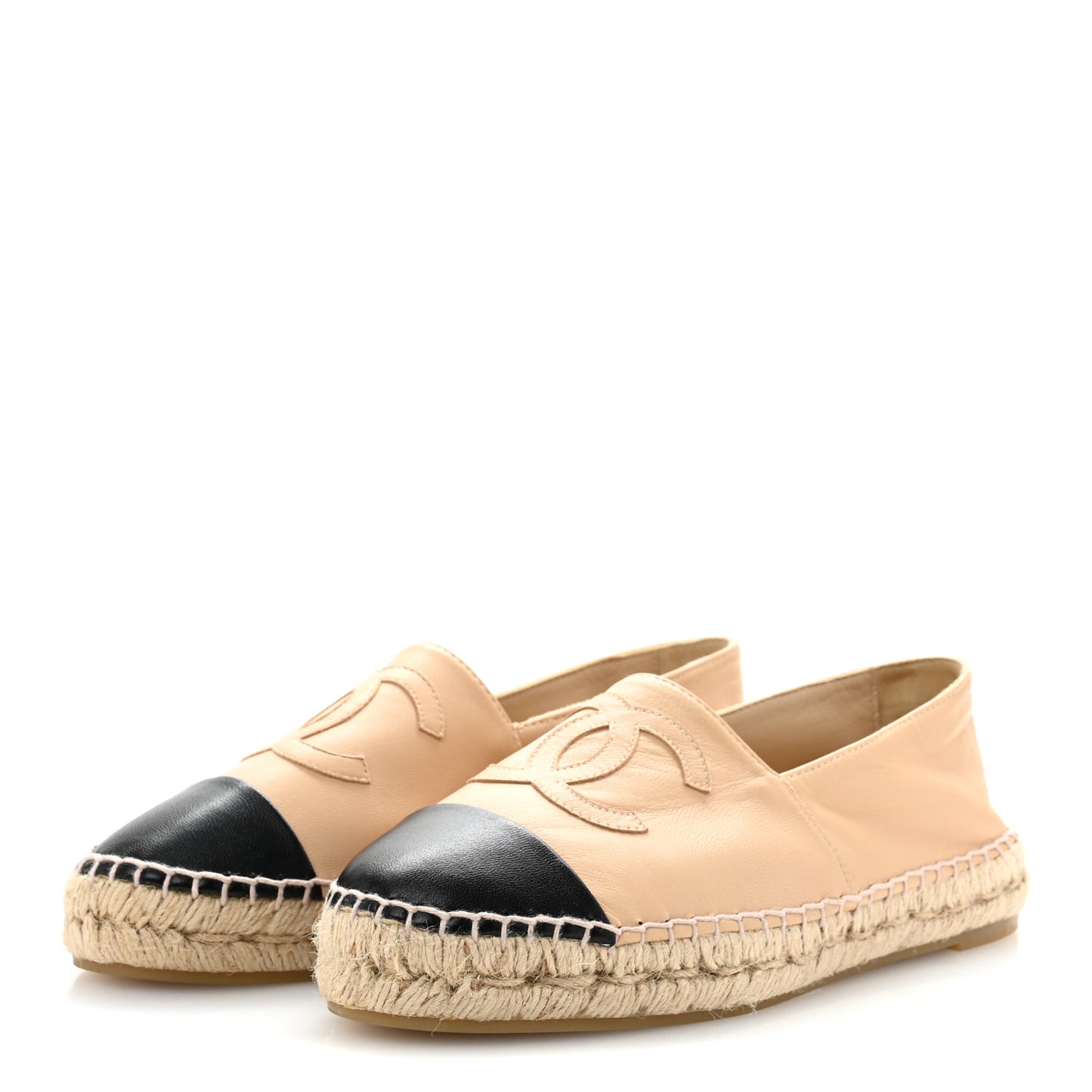 Lambskin CC Espadrilles 37 Beige Black