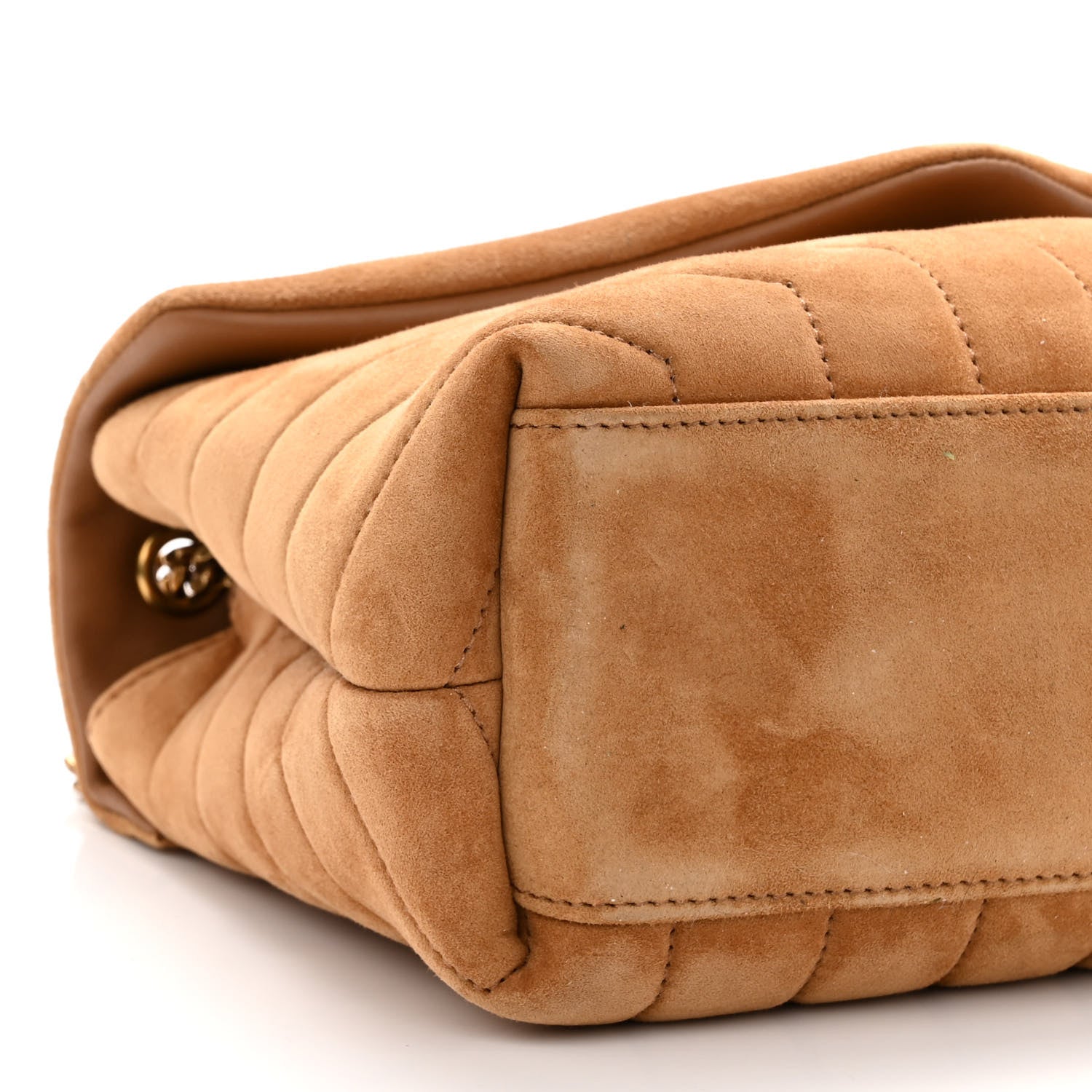 Saint Laurent Suede Calfskin Y Quilted Monogram Small Loulou Chain Satchel Cinnamon 9 of 10