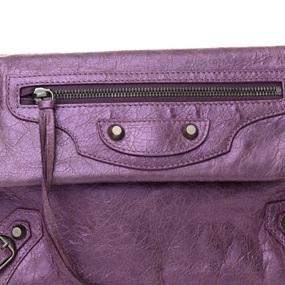 Balenciaga Agneau Classic Hardware Envelope Clutch Metallic Purple 9 of 12