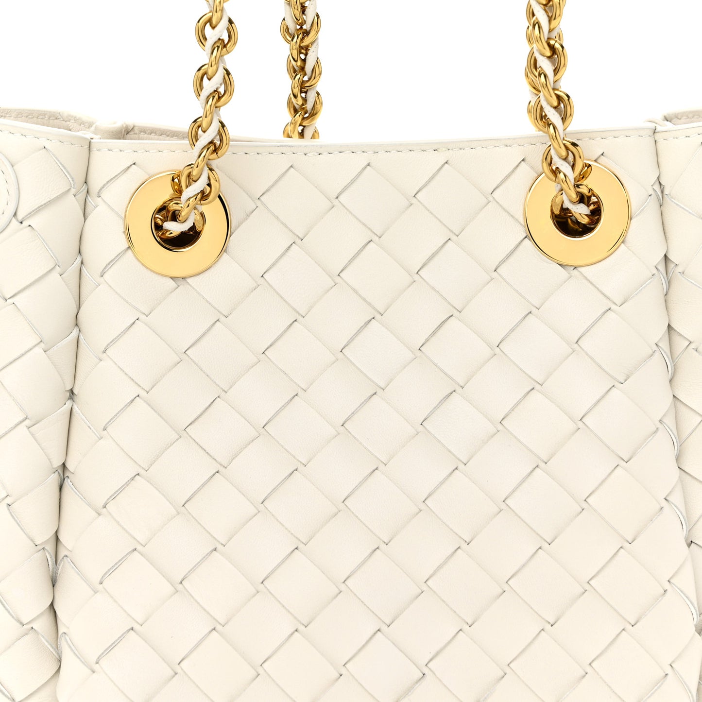 Nappa Intrecciato Small Parachute Chain Shoulder Bag Chalk