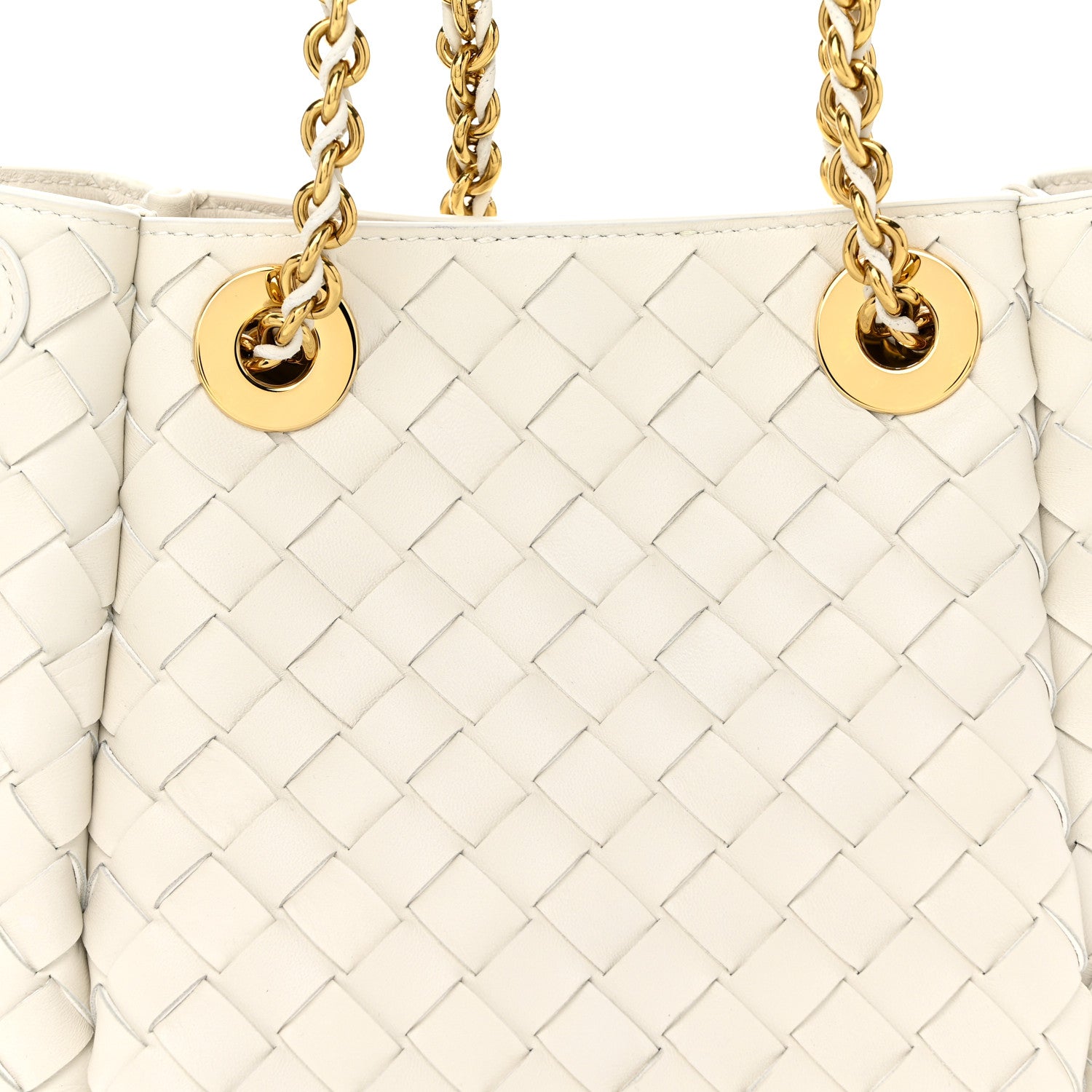 Bottega Veneta Nappa Intrecciato Small Parachute Chain Shoulder Bag Chalk 7 of 9