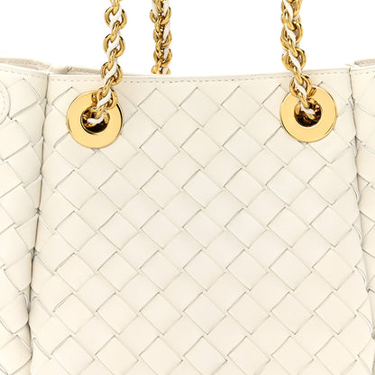 Bottega Veneta Nappa Intrecciato Small Parachute Chain Shoulder Bag Chalk 7 of 9