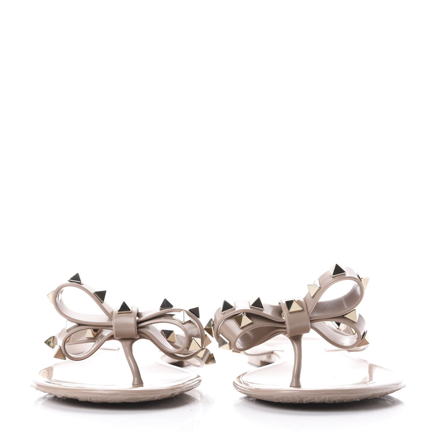 PVC Jelly Rockstud Bow Thong Sandals 40 Poudre