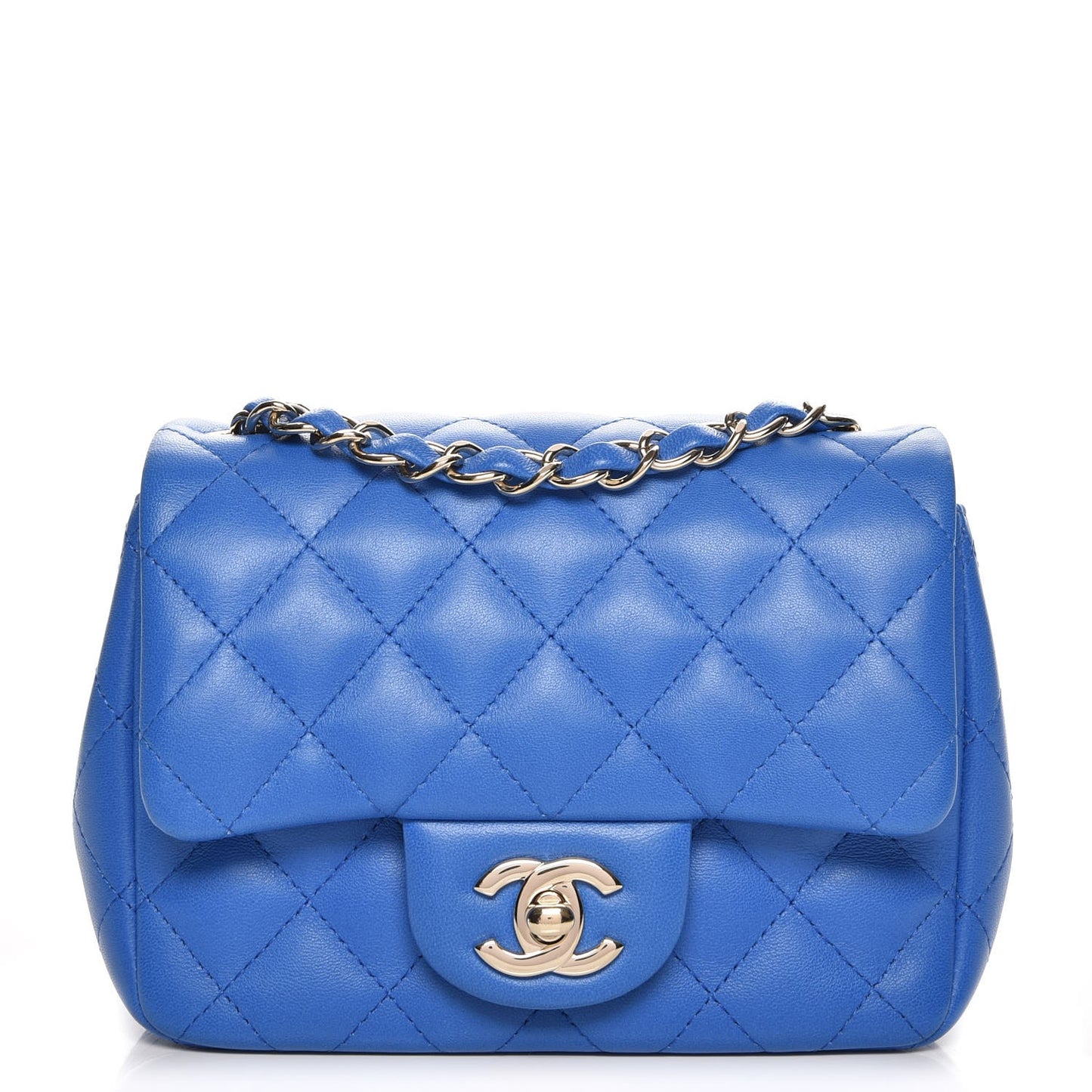 Lambskin Quilted Mini Square Flap Blue