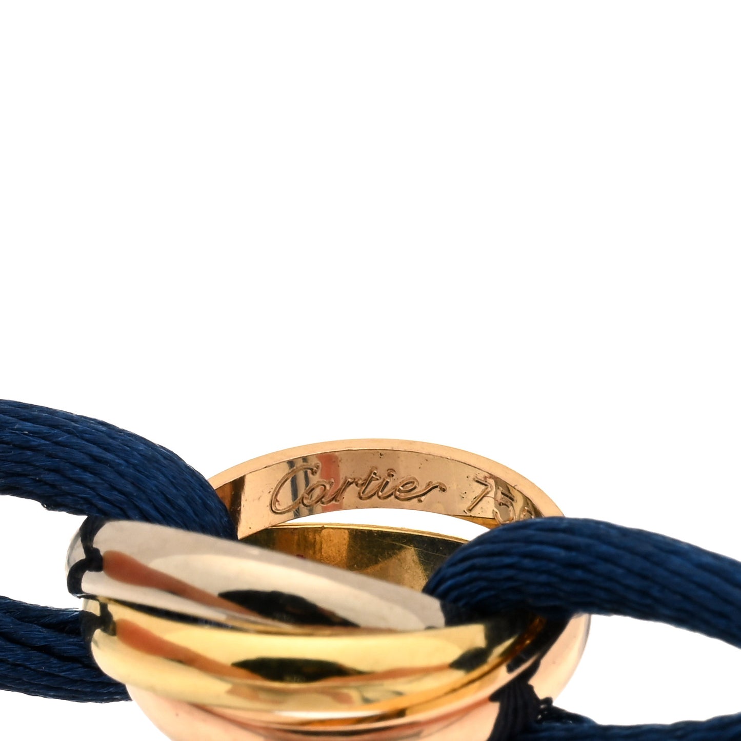 18K Pink Yellow White Gold Trinity Adjustable Cord Bracelet Blue