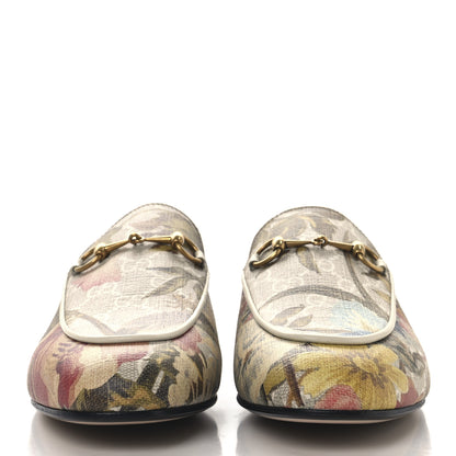 Gucci GG Supreme Monogram Malaga Kid Water Flora Womens Princetown Slippers 39 Beige White Multicolor Mystic White 3 of 10