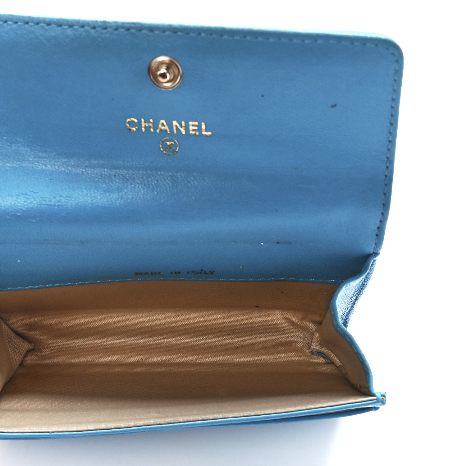 Chanel Lambskin Camellia Embossed Flap Card Holder Blue 5 of 13