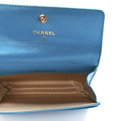 Chanel Lambskin Camellia Embossed Flap Card Holder Blue 5 of 13
