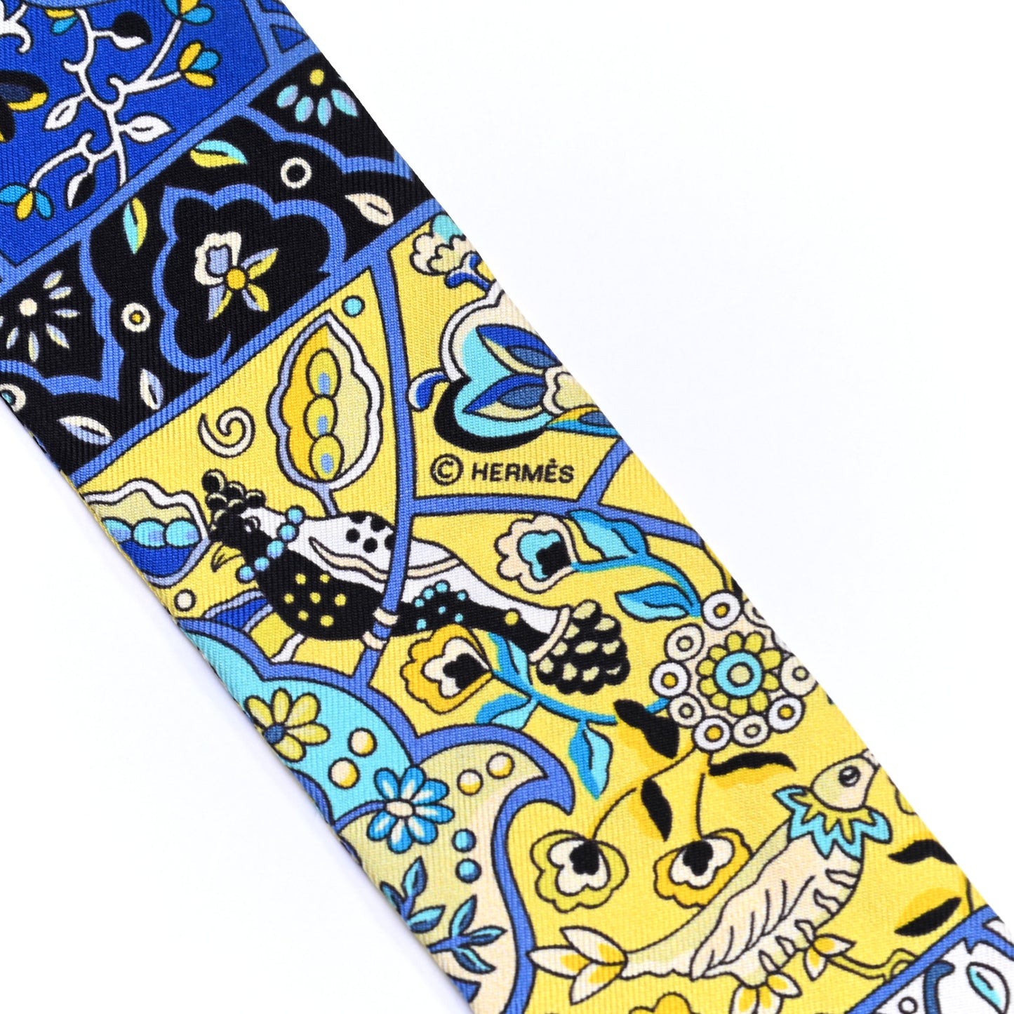 Silk Au Pays Des Oiseaux Fleurs Twilly Bleu Dur Jaune Vif Turquosie