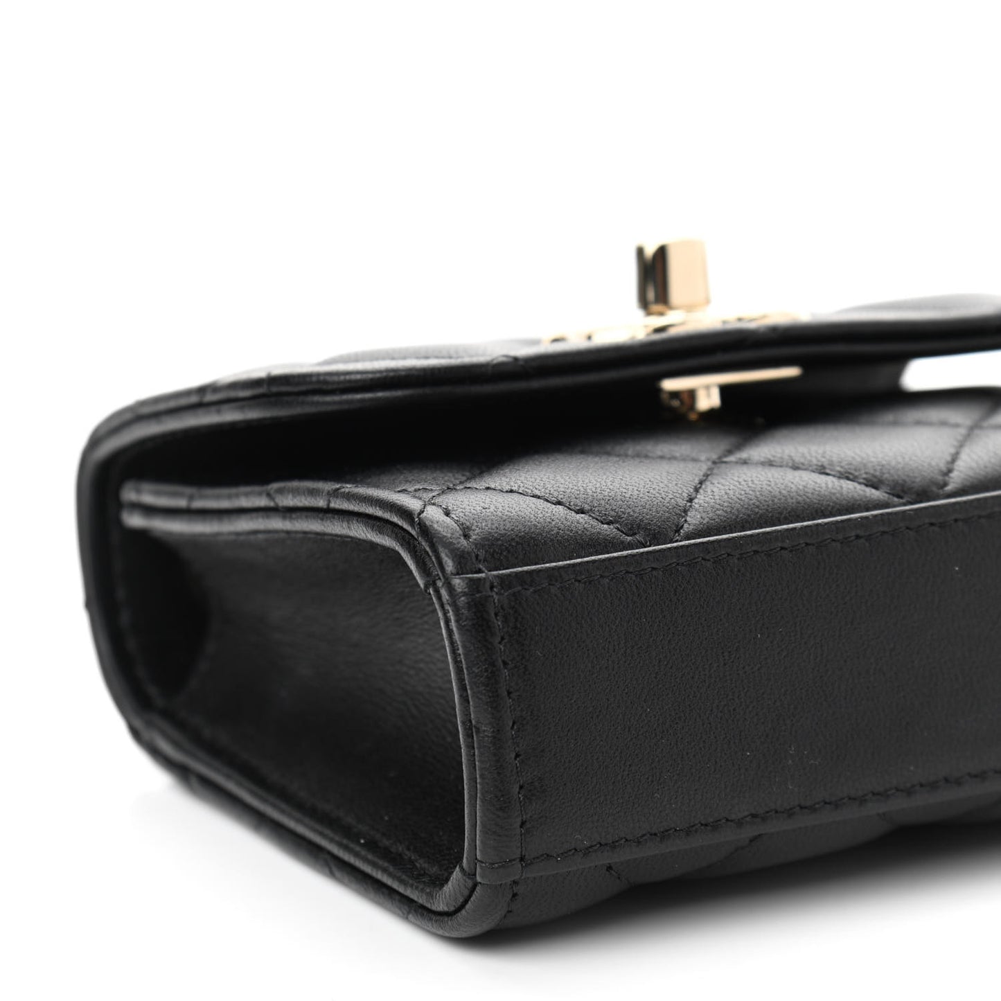 Lambskin Quilted Mini Trendy CC Chain Wallet Black