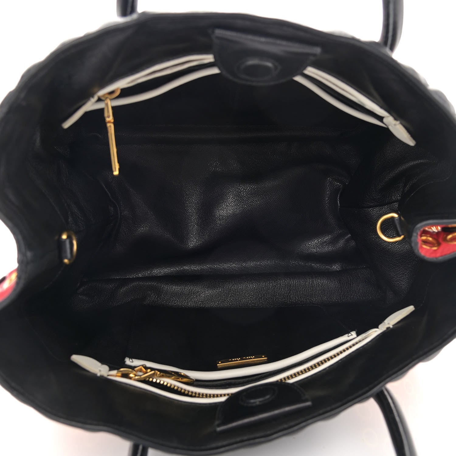 Miu Miu Nappa Matelasse Grommet Tote Rosso Black 5 of 9