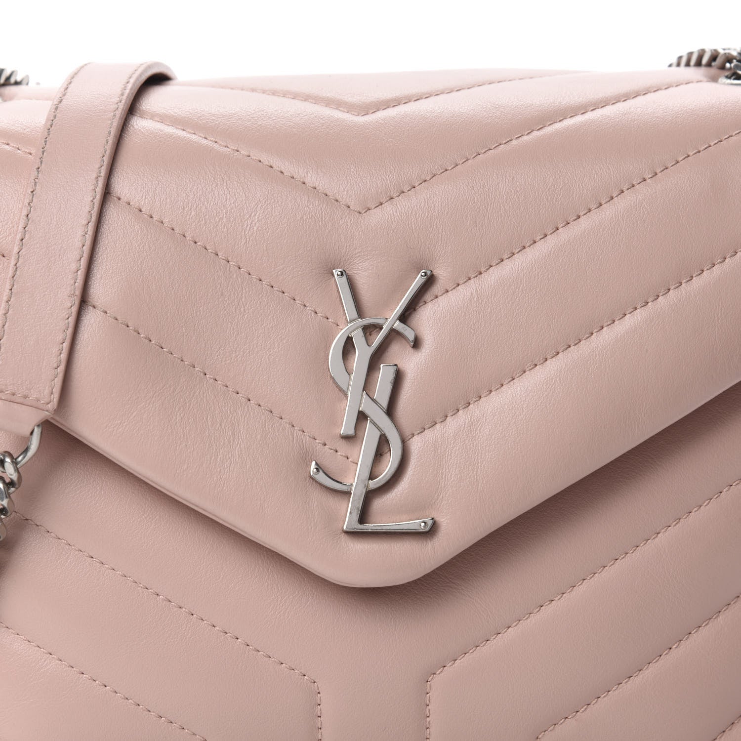 Saint Laurent Calfskin Y Quilted Monogram Small Loulou Chain Satchel Rose Antic 11 of 11