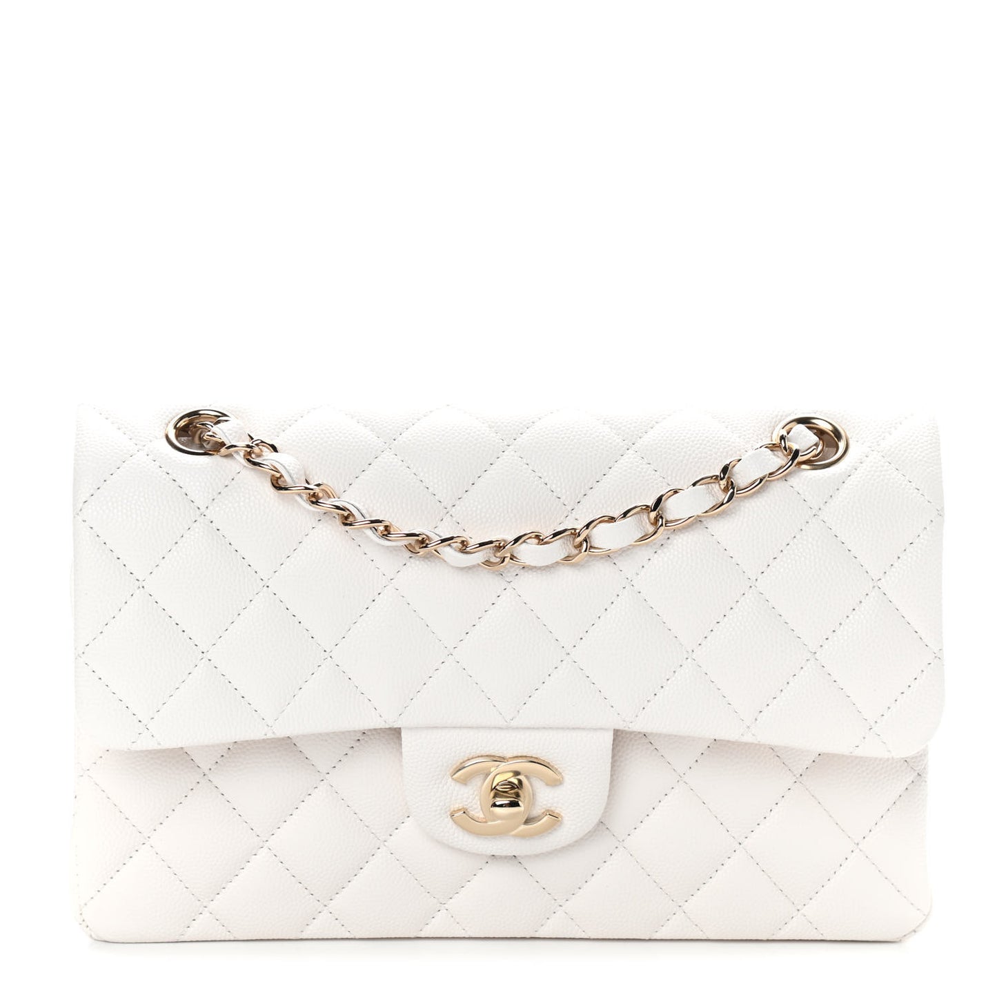 Caviar Quilted Small Double Flap White