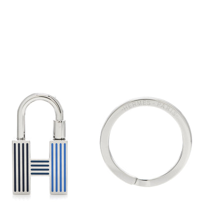Hermes Lacquered Palladium Cadenas Quizz Rainbow Key Ring Camaieu De Bleus 3 of 5