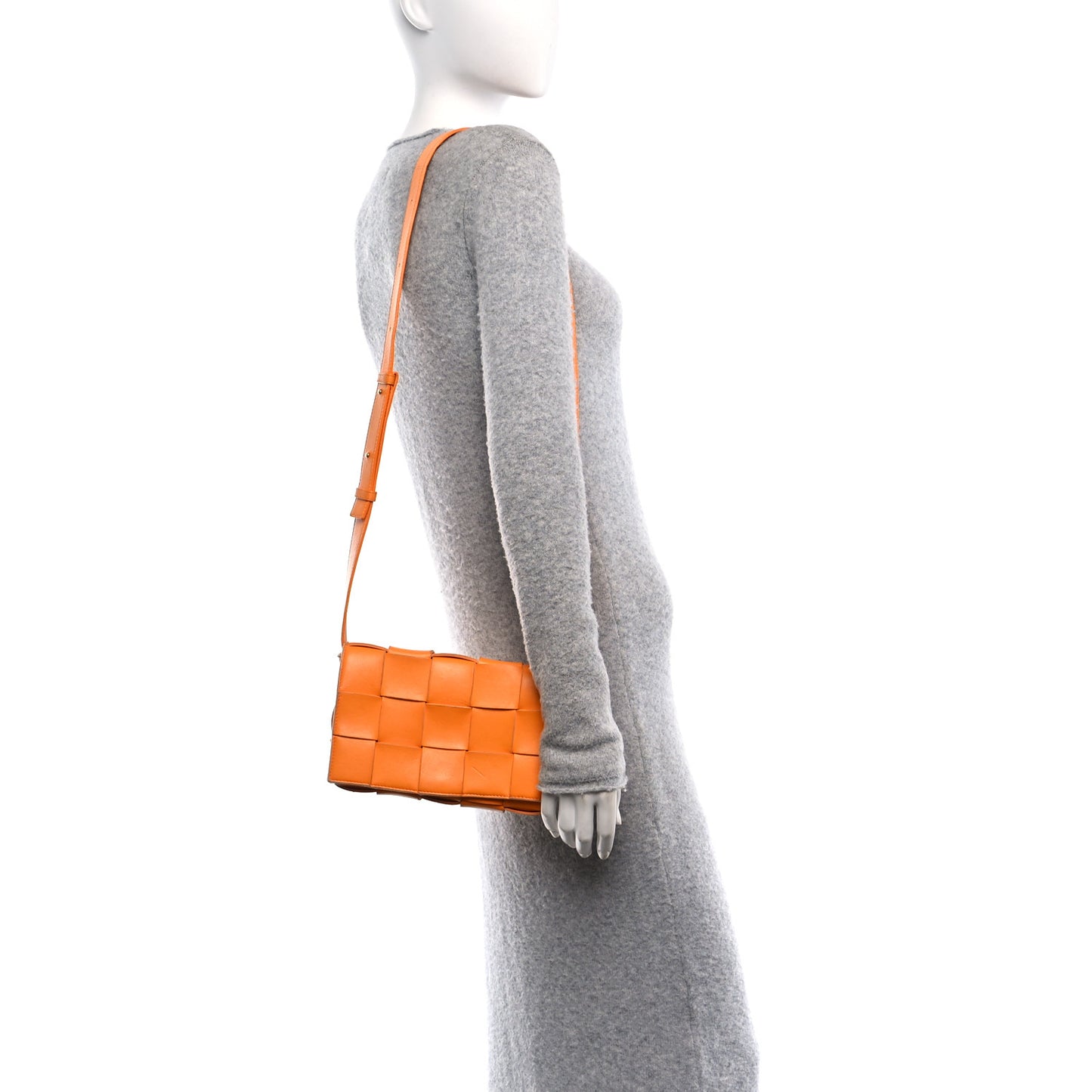Lambskin Maxi Intrecciato Cassette Crossbody Bag Tangerine