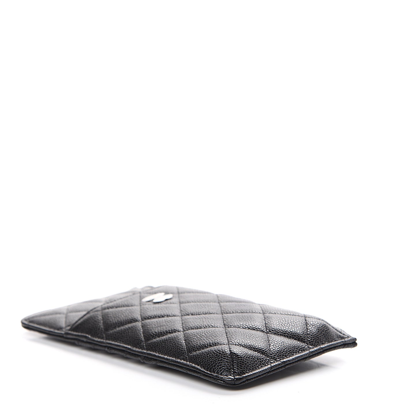 Caviar Quilted Classic Flat Wallet Pouch Black