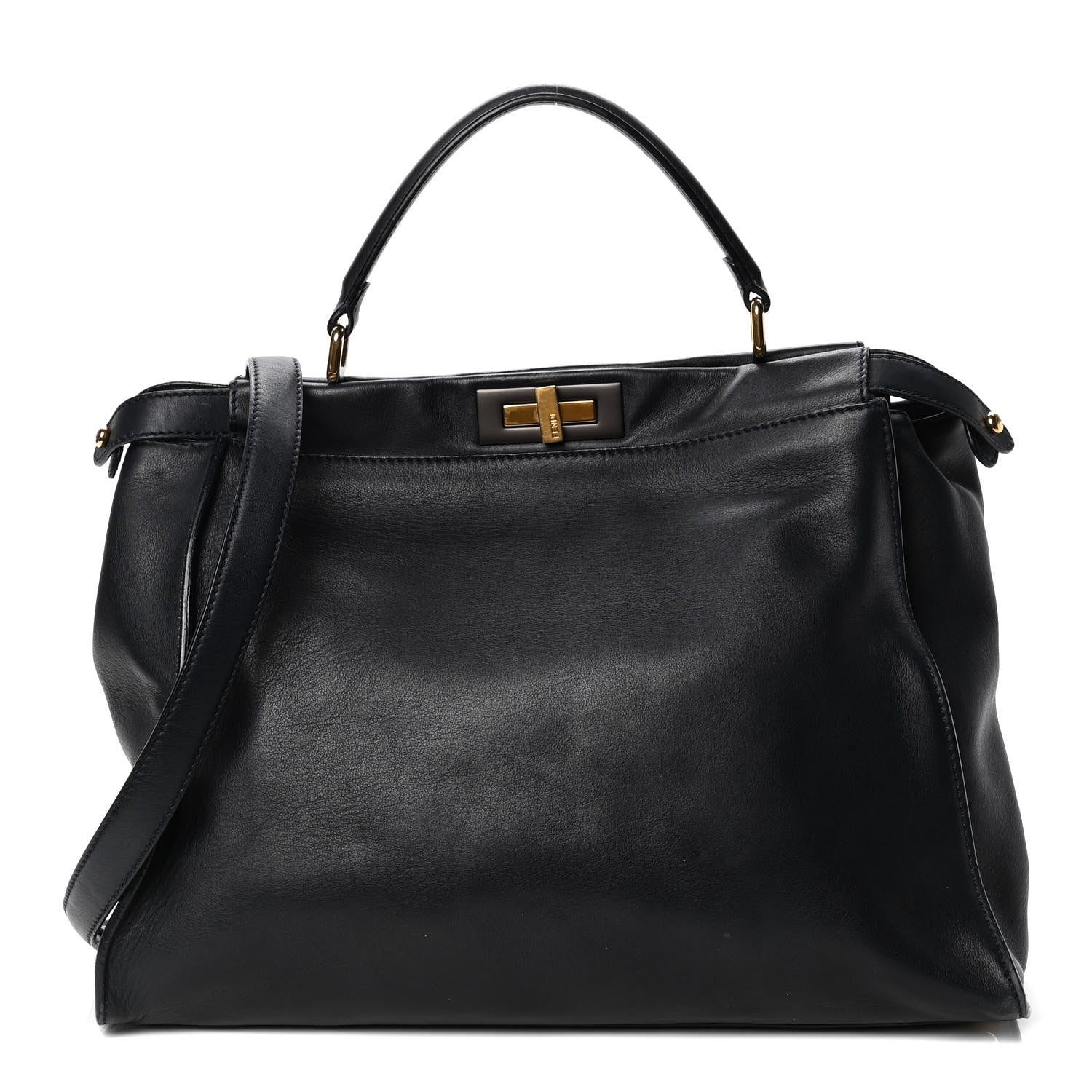 Fendi Vitello Dolce Marmol Large Peekaboo Iconic Satchel Blue Notte 1 of 6