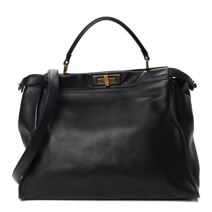 Fendi Vitello Dolce Marmol Large Peekaboo Iconic Satchel Blue Notte 1 of 6