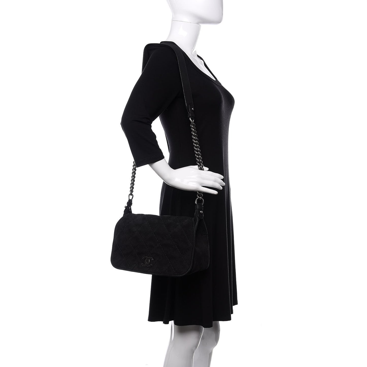 Iridescent Caviar Large Flap Black
