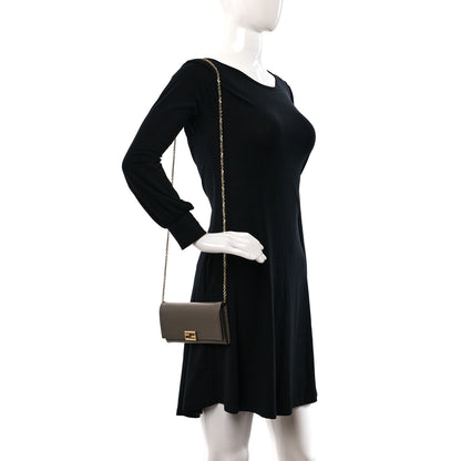 Fendi Vitello Palmellato Continental Wallet on Chain Tartufo 2 of 8