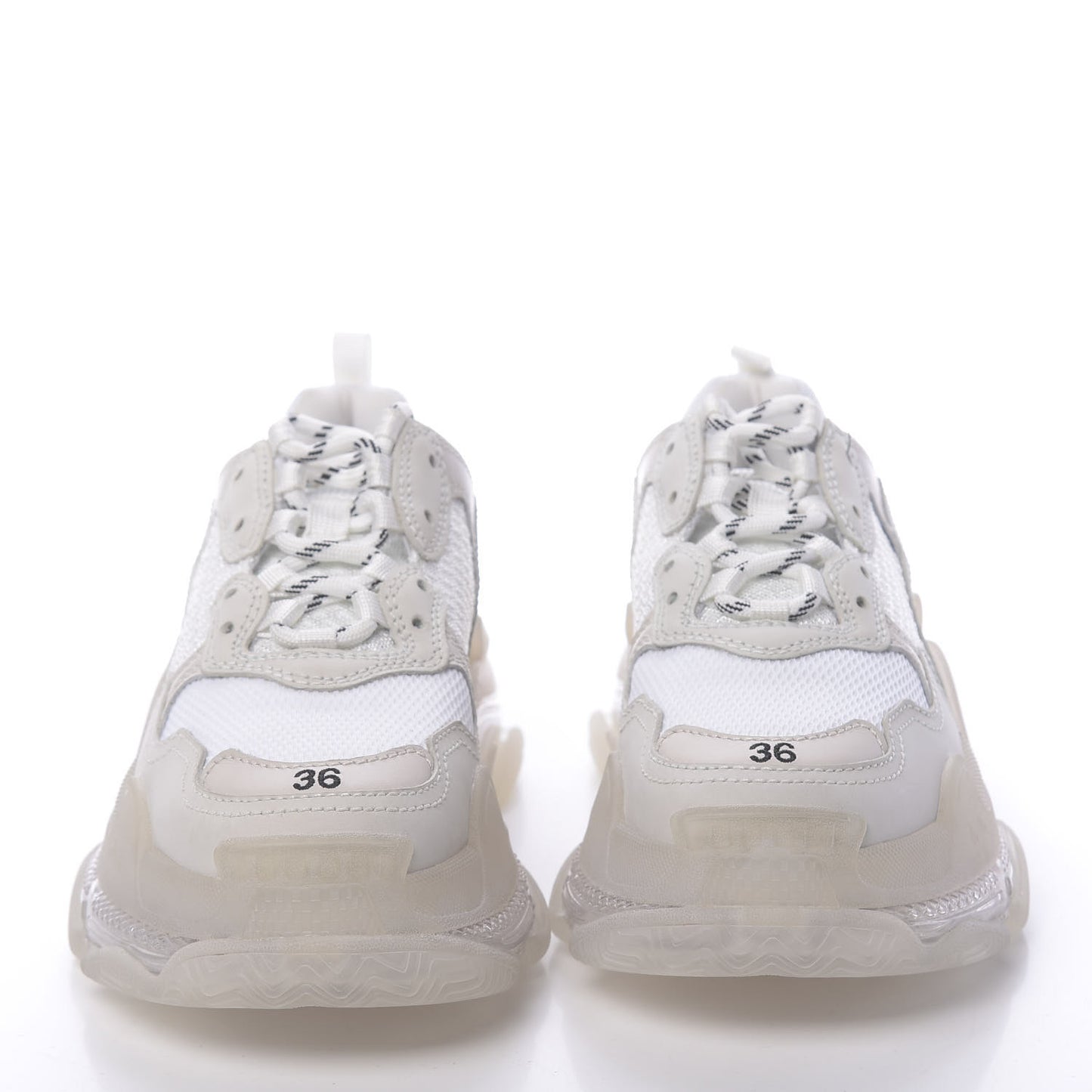 Fabric Mesh Clear Sole Womens Triple S Sneakers 36 White