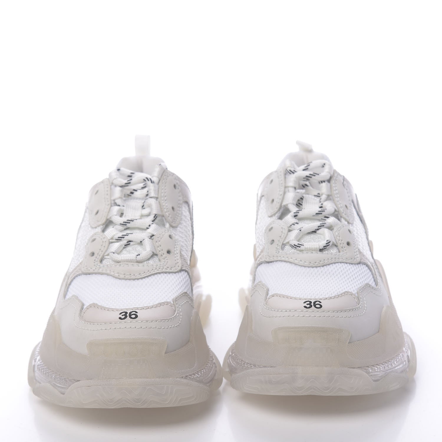 Balenciaga Fabric Mesh Clear Sole Womens Triple S Sneakers 36 White 2 of 8