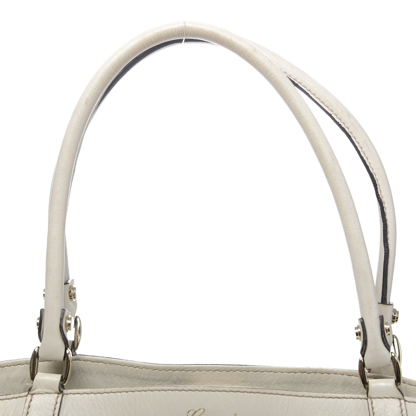 Monogram Medium D Gold Tote Bag White