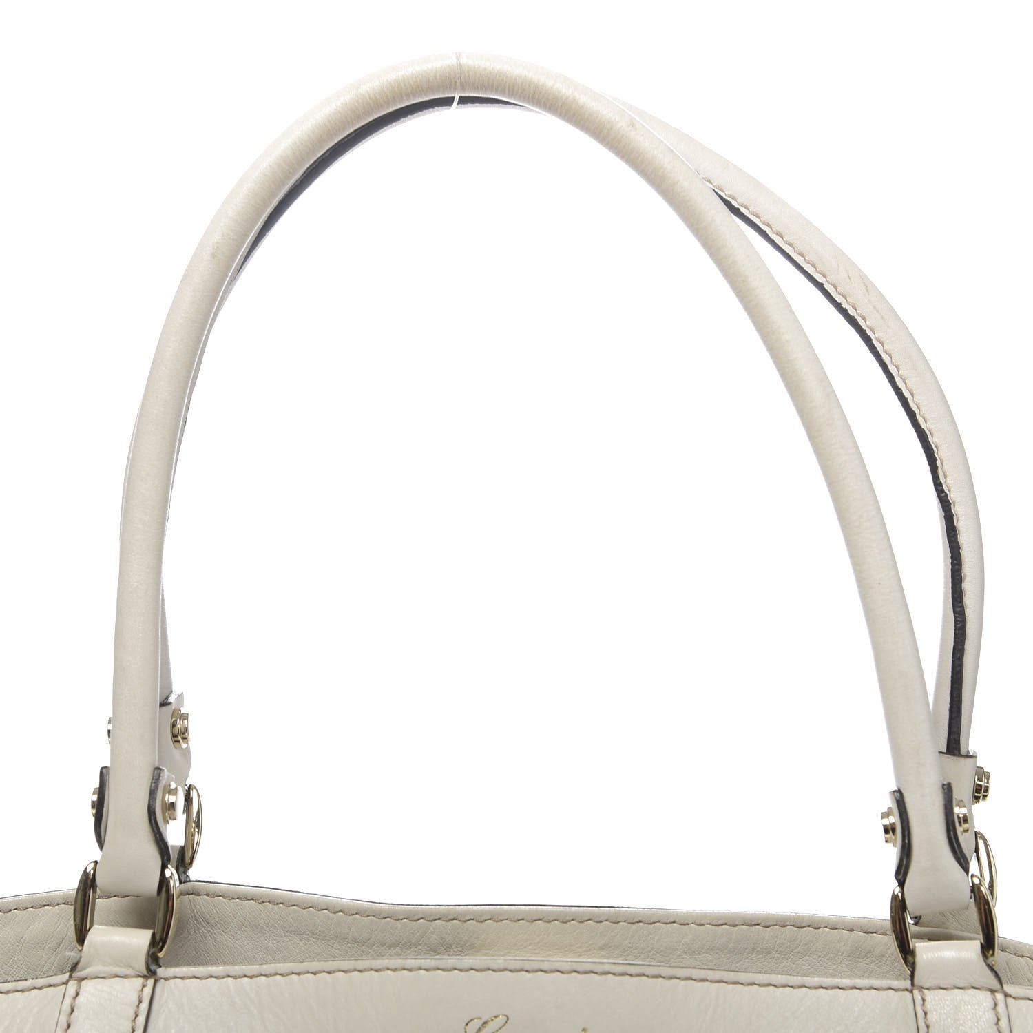 Gucci Monogram Medium D Gold Tote Bag White 9 of 14