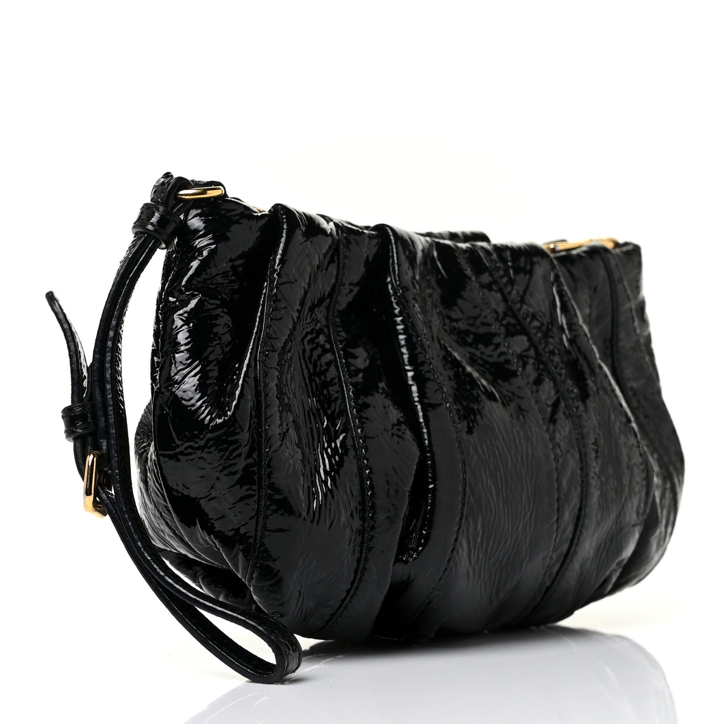 Vitello Shine Mordore Wristlet Clutch Black