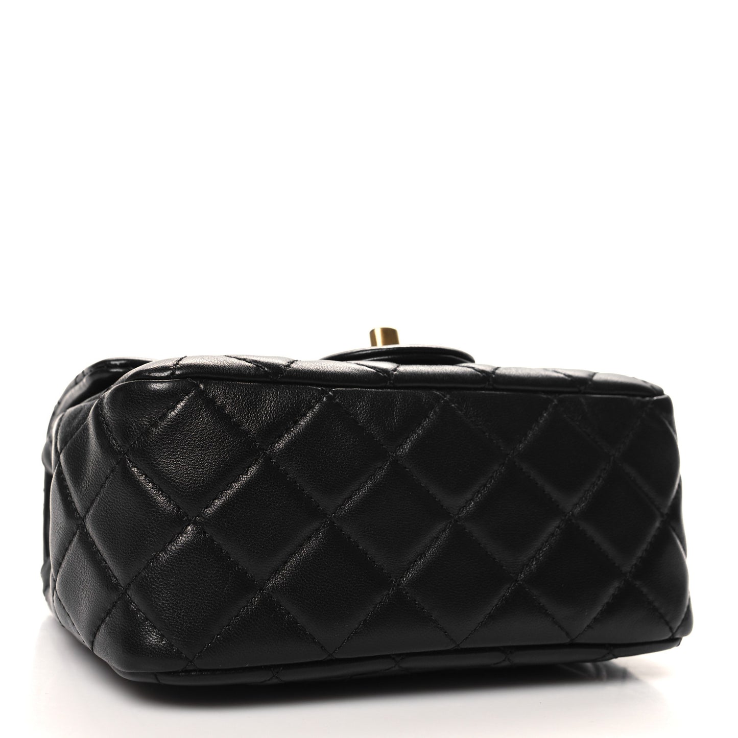 Lambskin Quilted Mini Pearl Crush Flap Black