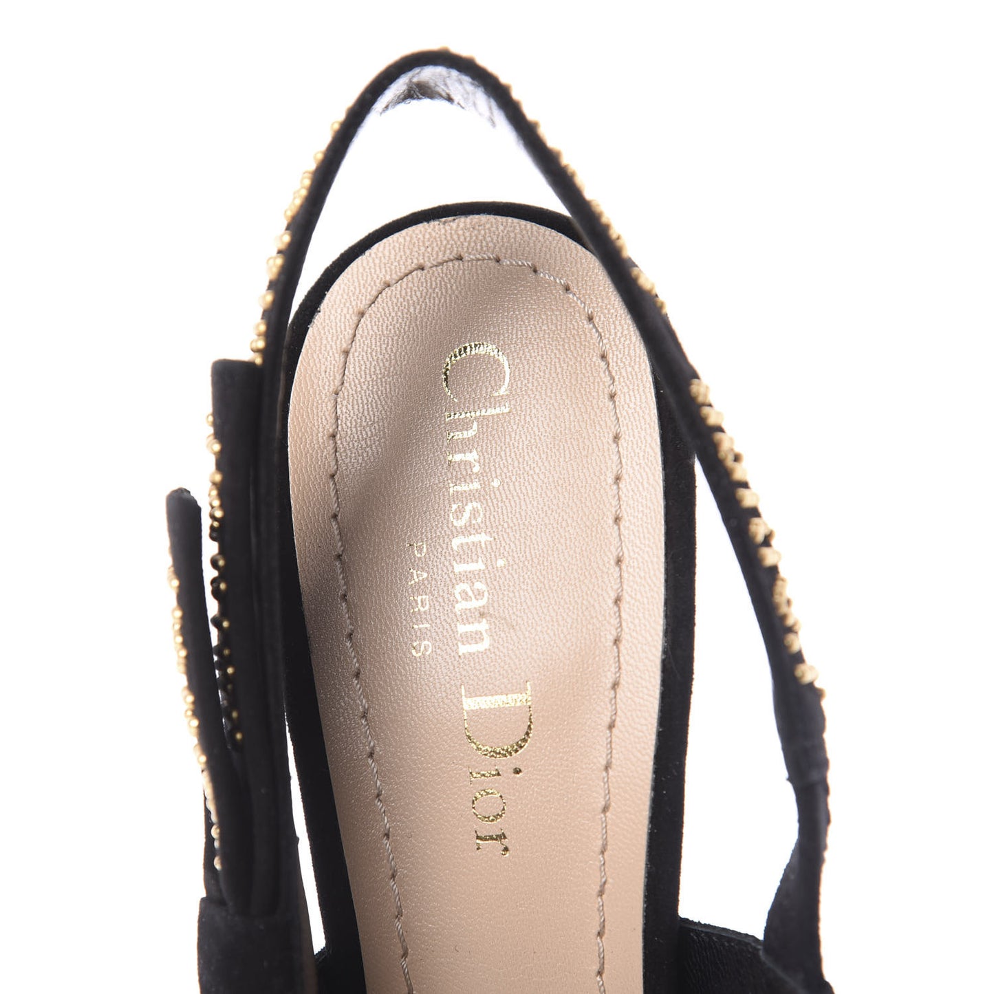 Mesh Plumetis Suede Dotted Studded J'Adoir Slingback 100mm Pumps 37 Black Gold