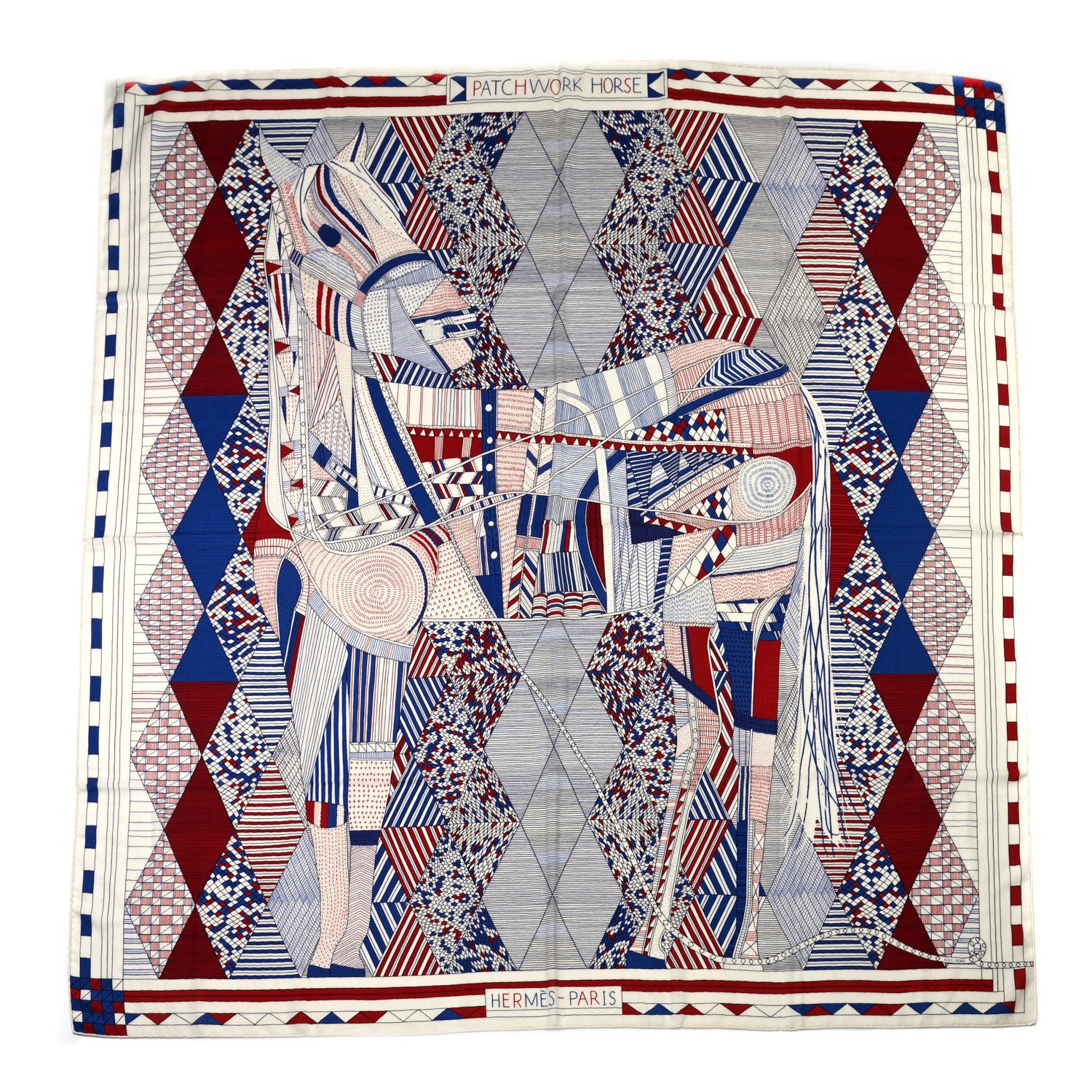 【HERMES】Patchwork Horse shawl 140 スカーフ Hermès Patchwork Horse Cashmere and Silk Shawl w/ Tags