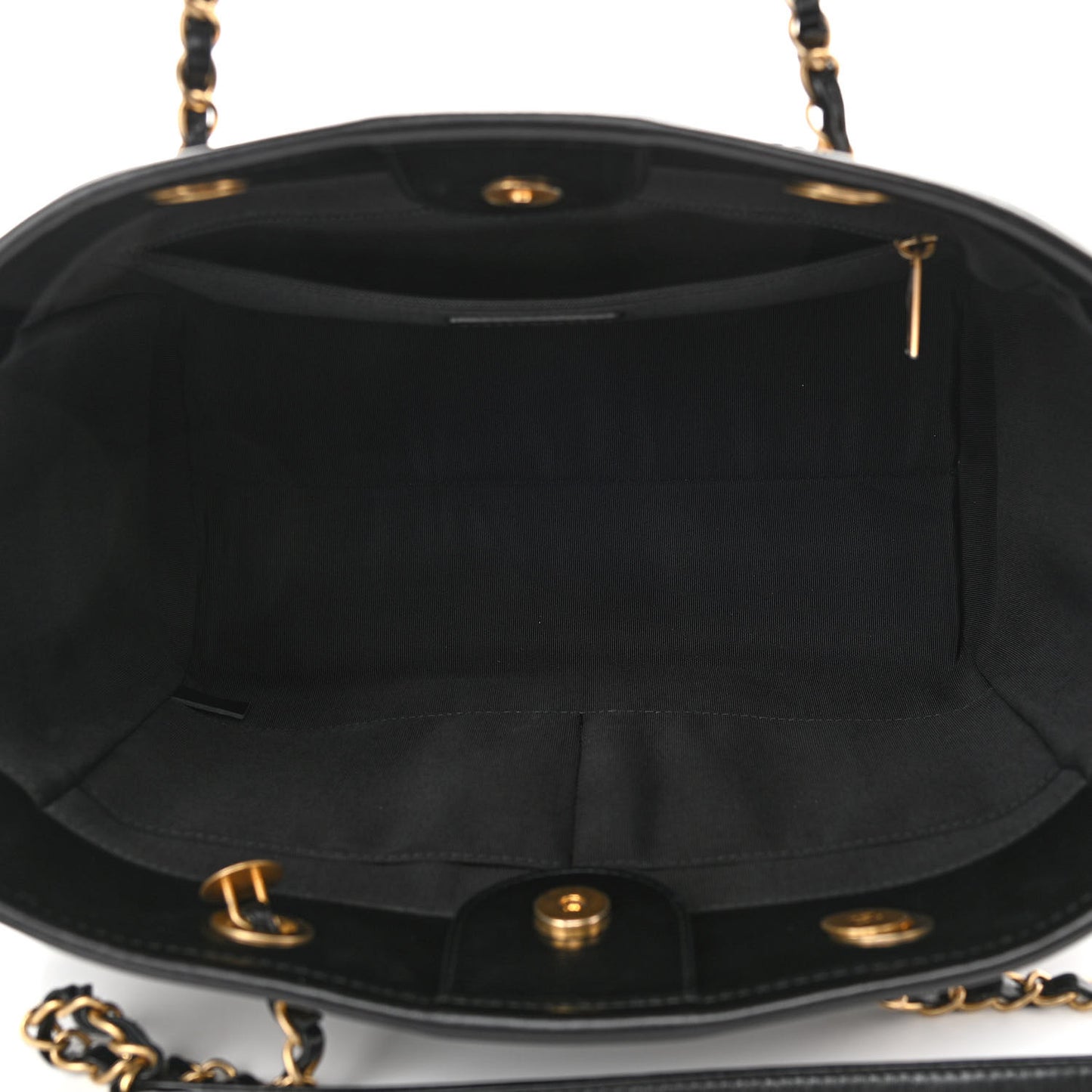 Aged Calfskin Small Charms Deauville Tote Black