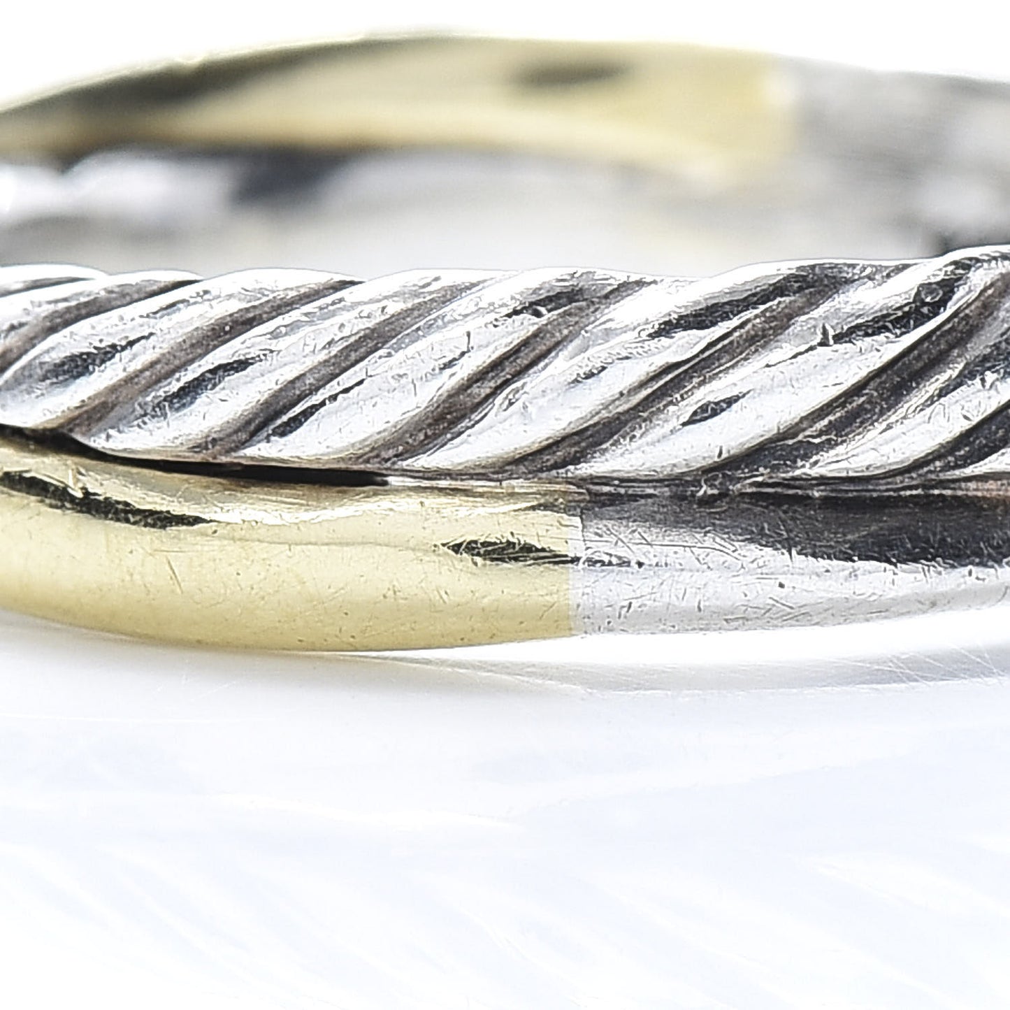 Sterling Silver 14K Yellow Gold Single Crossover Ring 54 7