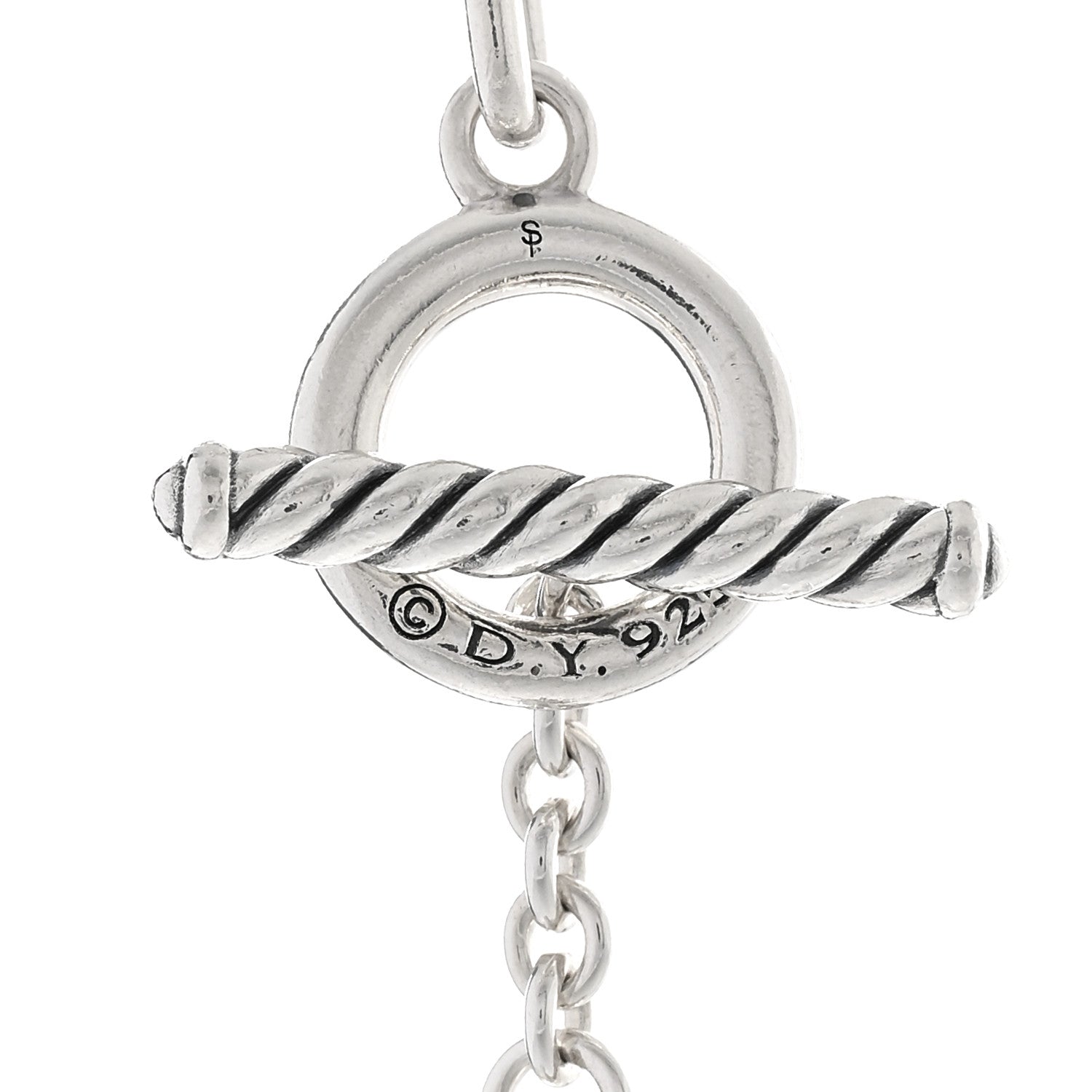 David Yurman Sterling Silver Diamond Wellesley Long Chain Link Necklace 5 of 5