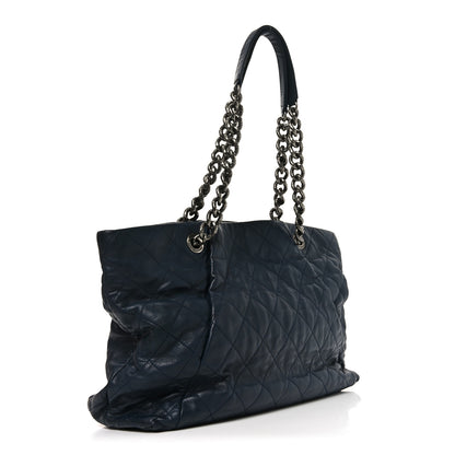 Chanel Calfskin Quilted Large Coco Pleats Tote Navy 3 of 11