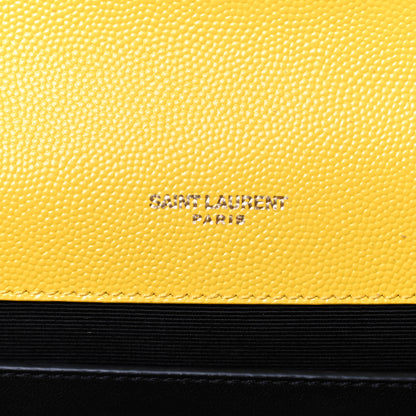 Saint Laurent Grain De Poudre Textured Mixed Matelasse Triquilt Medium Monogram Satchel Mimosa 8 of 8