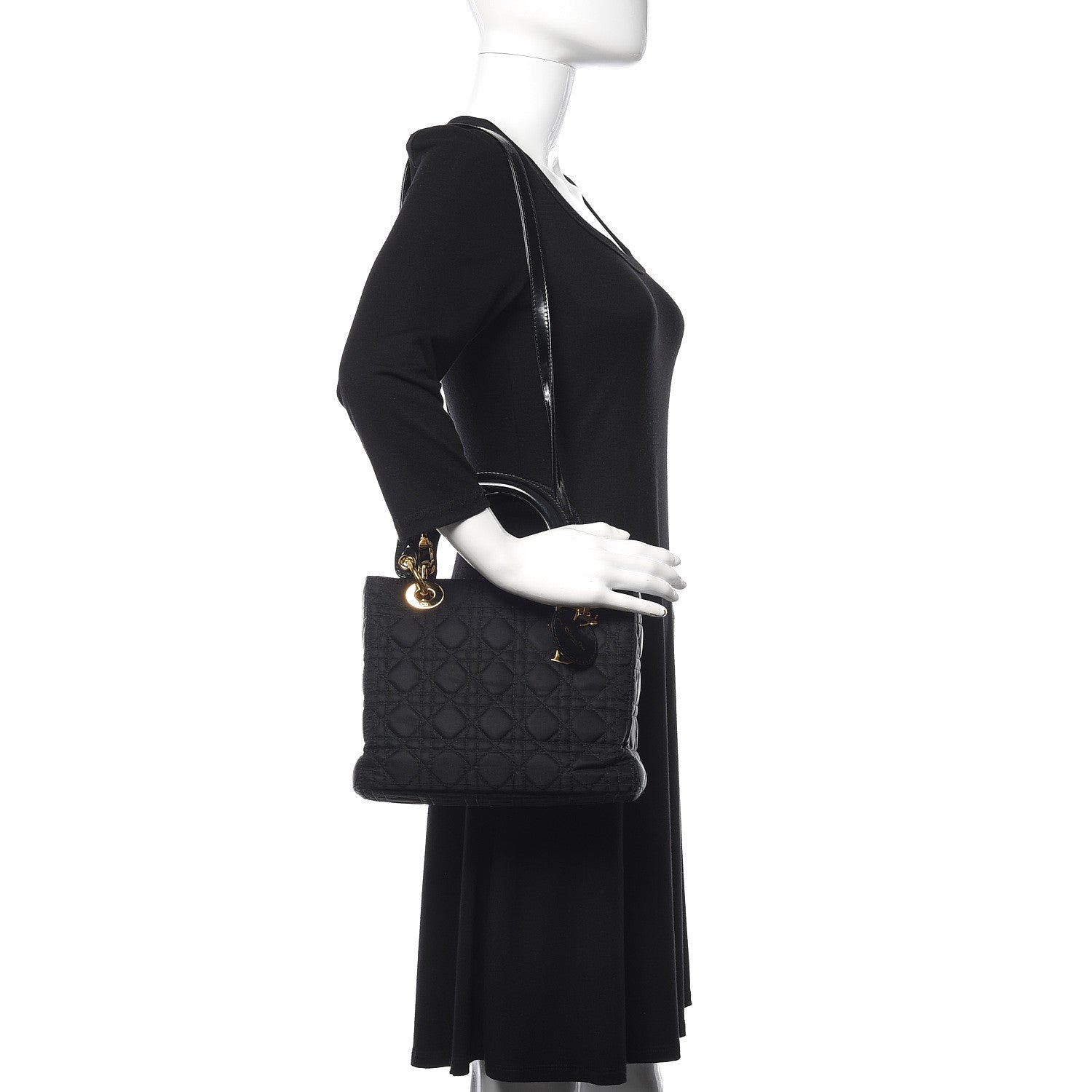 Christian Dior Nylon Cannage Medium Lady Dior Black 2 of 18