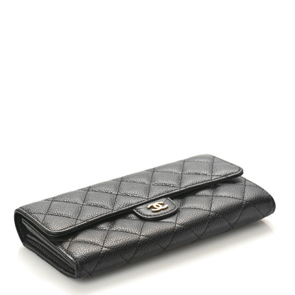 Chanel Caviar Quilted Large Gusset Flap Wallet Black 4 of 8