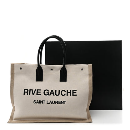 Saint Laurent Linen Calfskin Rive Gauche Tote Optic White 11 of 11