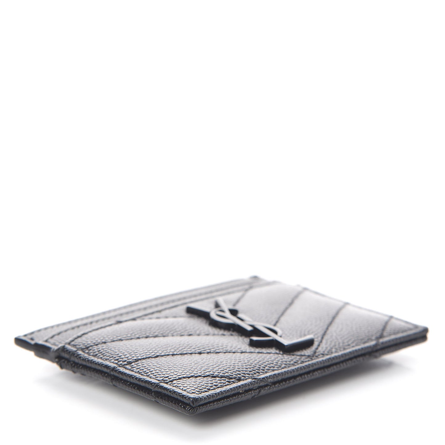 Grain De Poudre Matelasse Chevron Monogram Credit Card Case Black