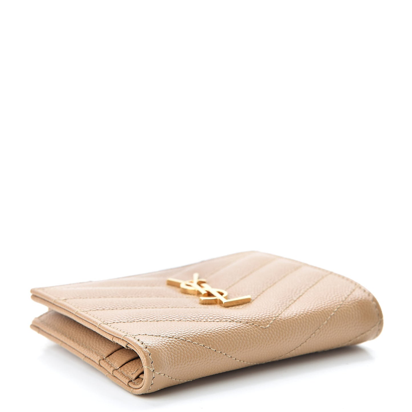 Grain De Poudre Matelasse Chevron Monogram Zipped Card Case Deep Beige