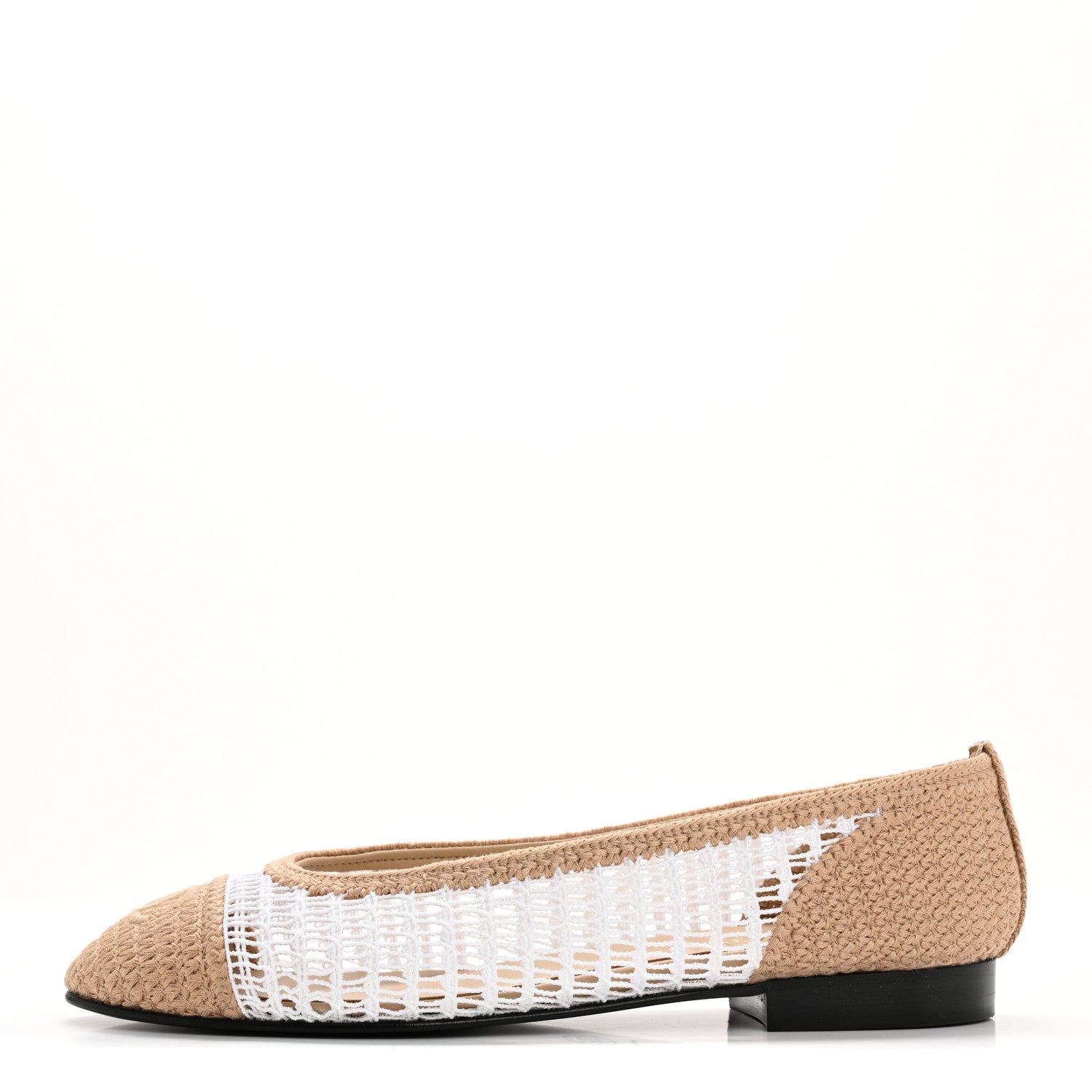 Chanel Raffia Cap Toe Ballerina Flats 39 White Beige 1 of 10