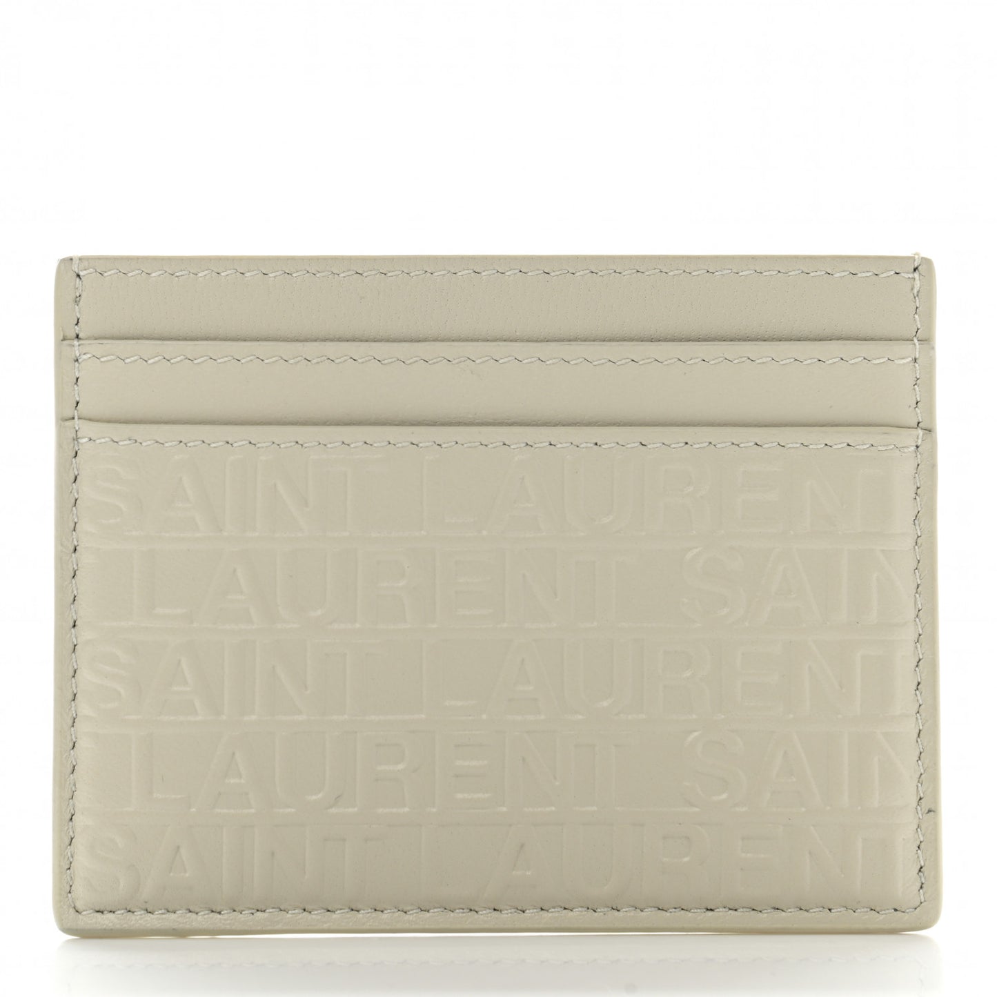 Calfskin Embossed Logo Card Case Ivory