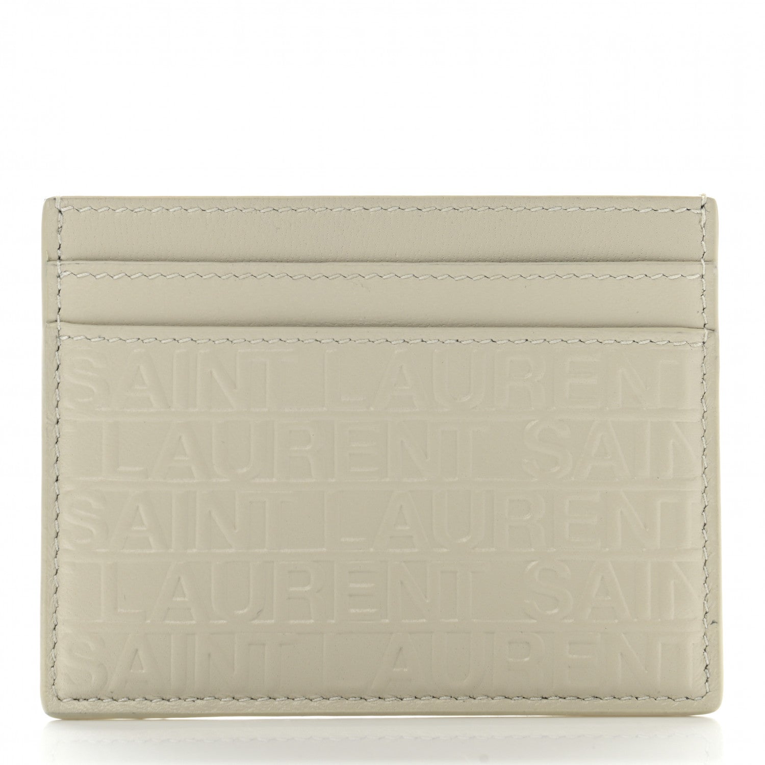 Saint Laurent Calfskin Embossed Logo Card Case Ivory 1 of 7
