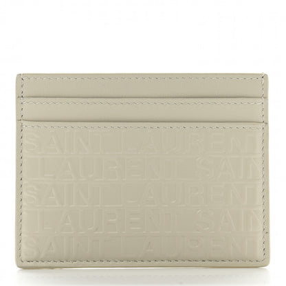 Saint Laurent Calfskin Embossed Logo Card Case Ivory 1 of 7