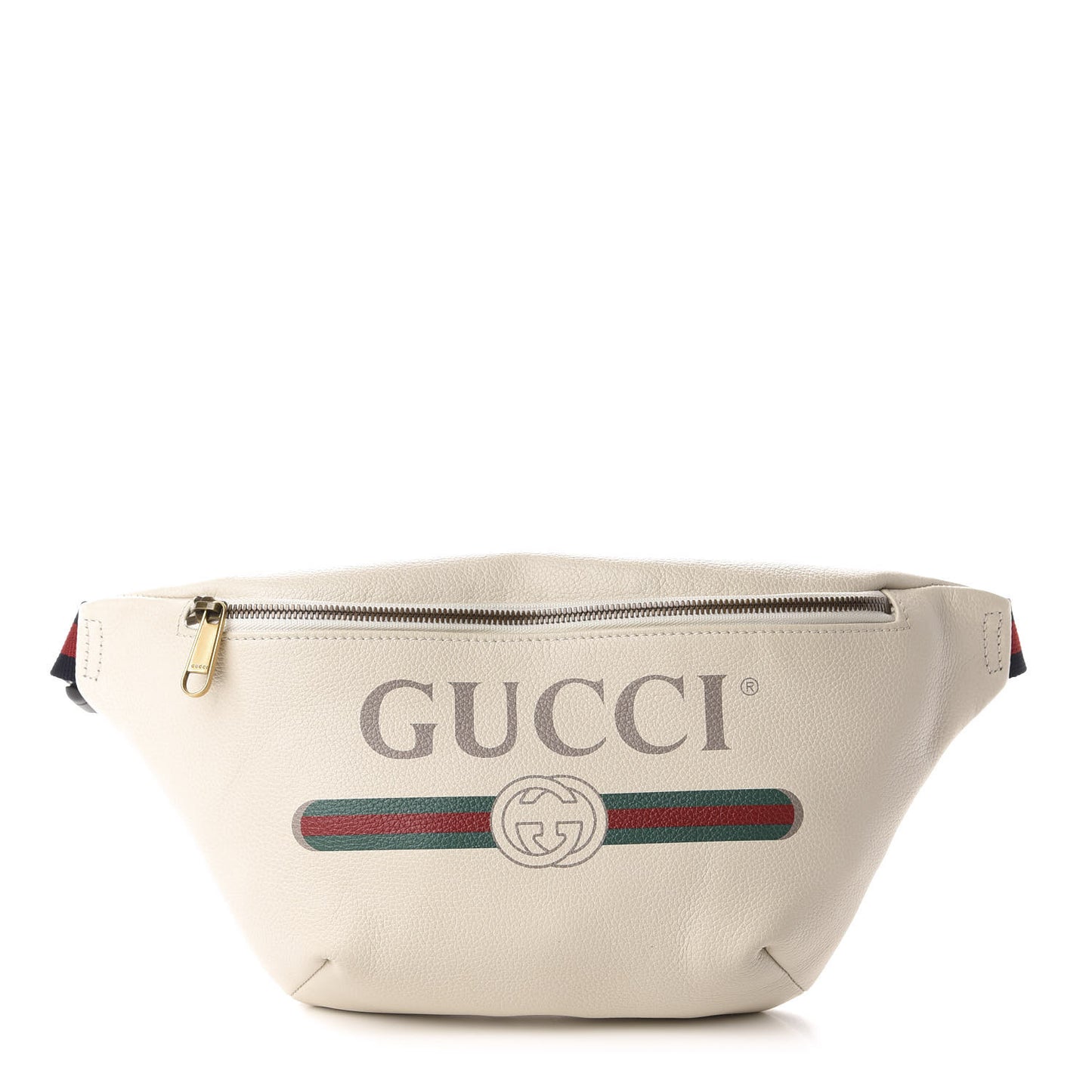 Grained Calfskin Logo Belt Bag White