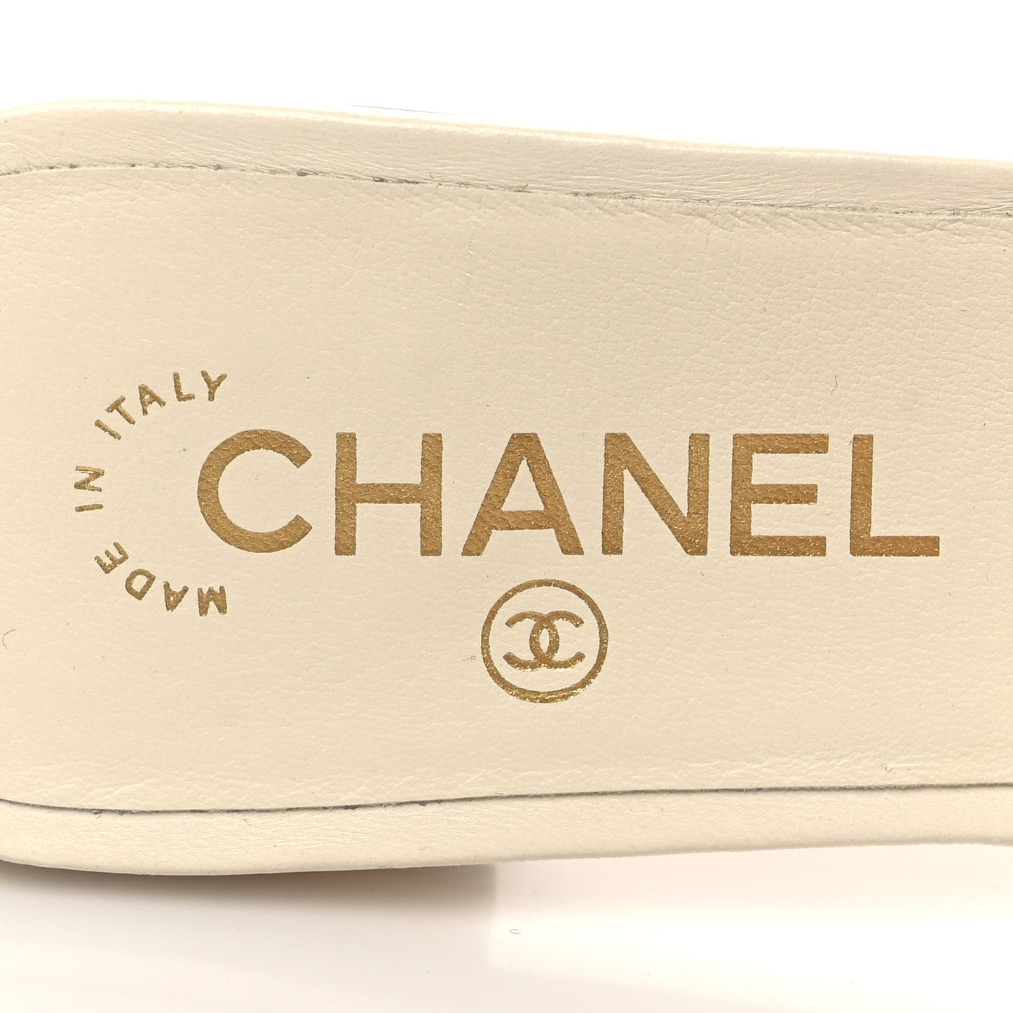 Calfskin Pearl CC Mules 39 Ivory